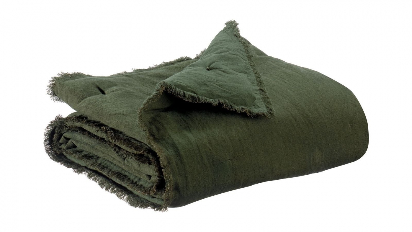 Plaid vert olive 135 x 200 cm - Laly