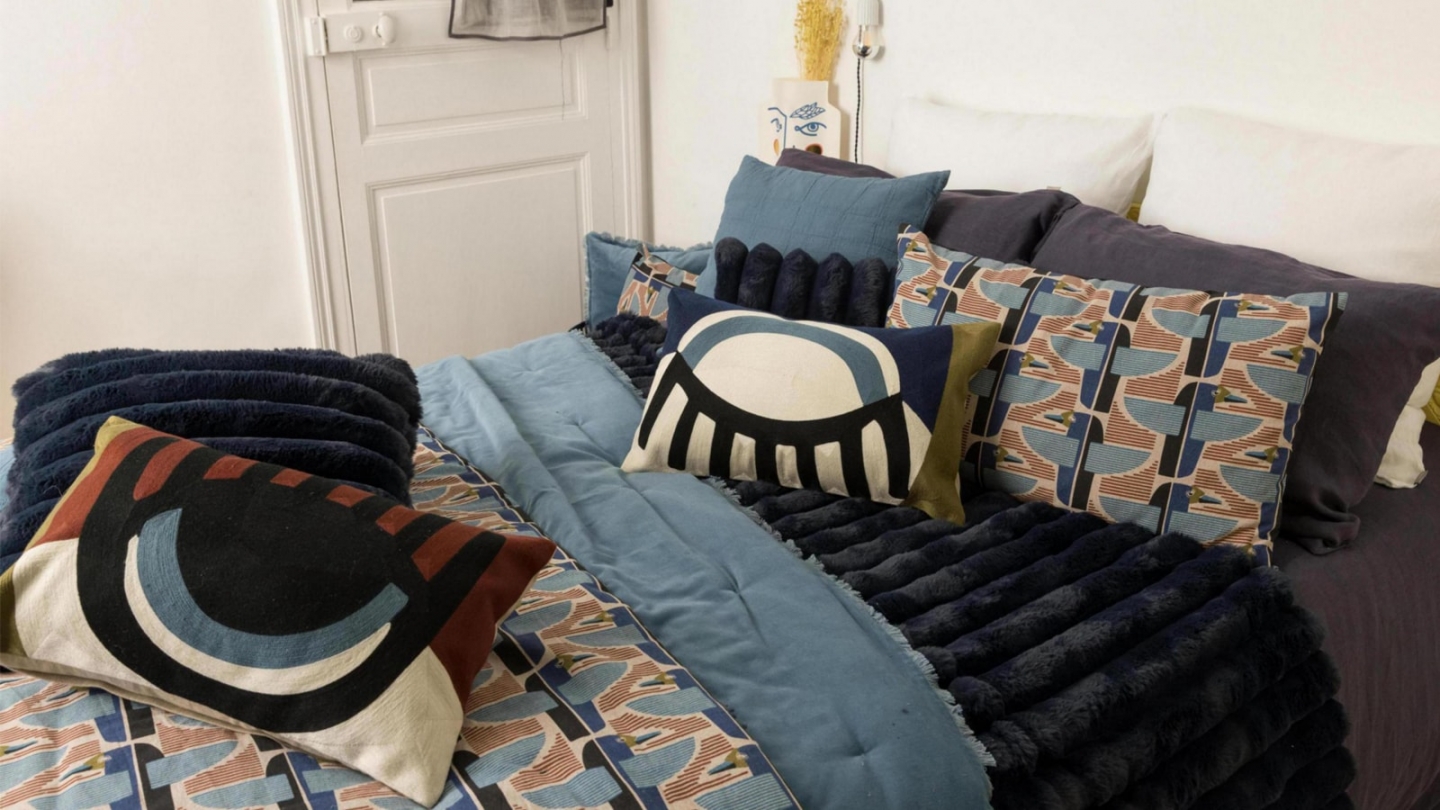 Plaid bleu marine 130 x 160 - Alice