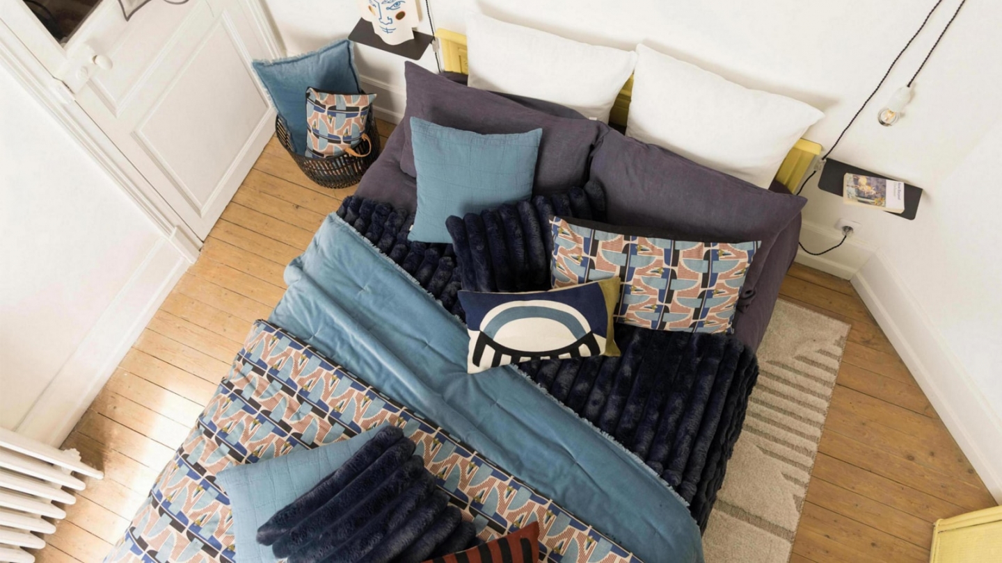Coussin carré bleu marine 45 x 45 cm - Alice