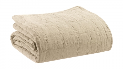 Plaid en coton lin écru 140 x 200 cm - Titou