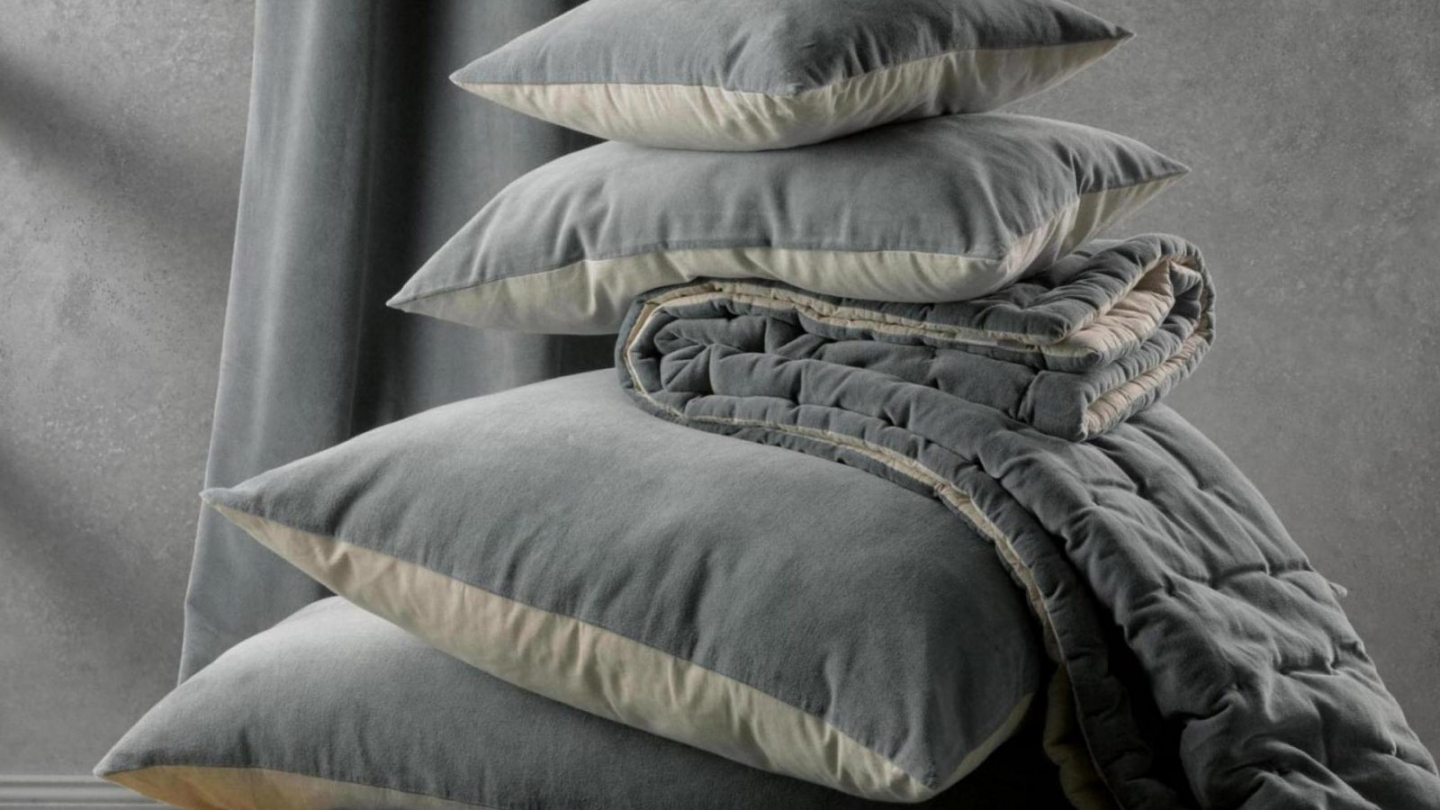 Coussin en velours beige ficelle 30 x 50 cm - Elise