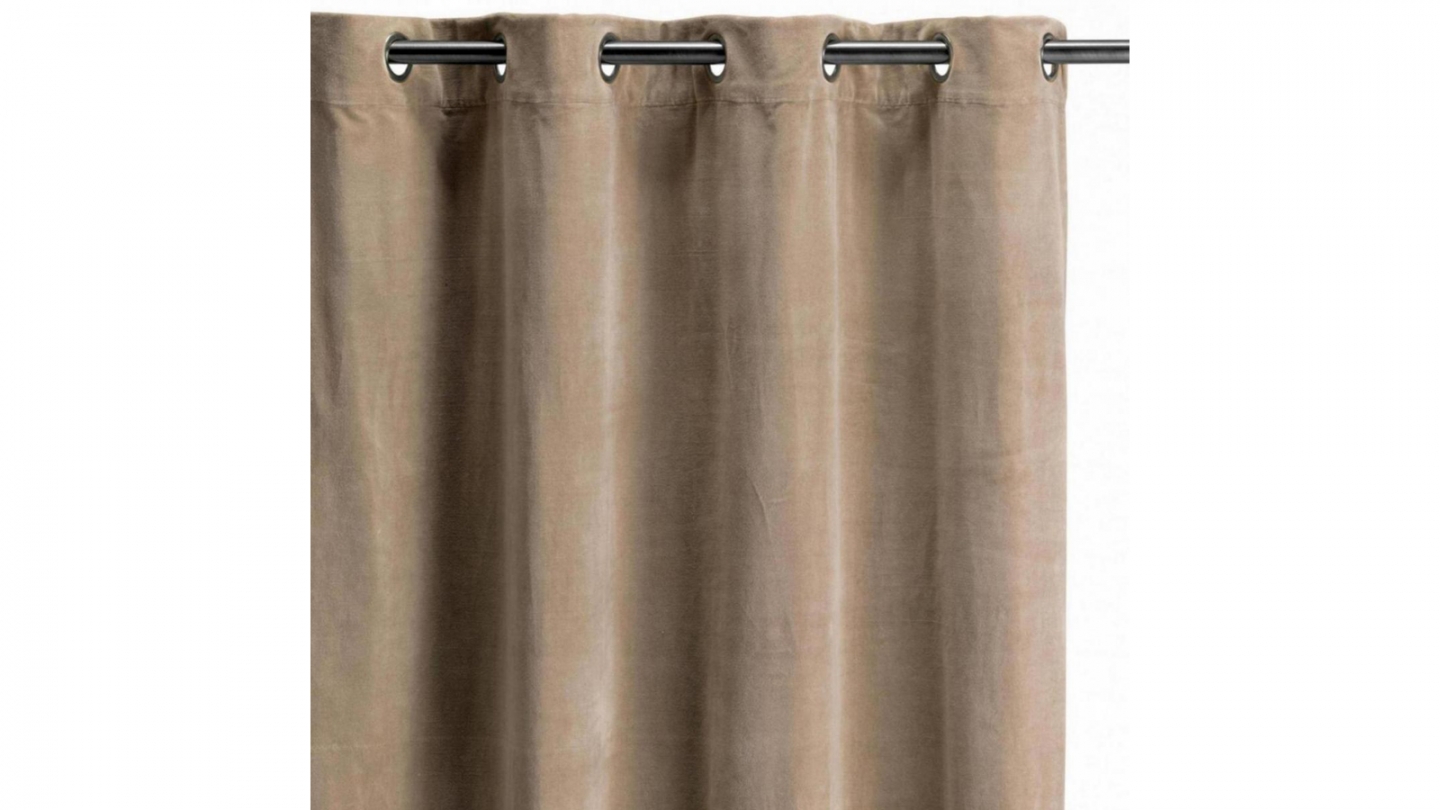 Rideau en velours beige ficelle 140x280 cm - Elise