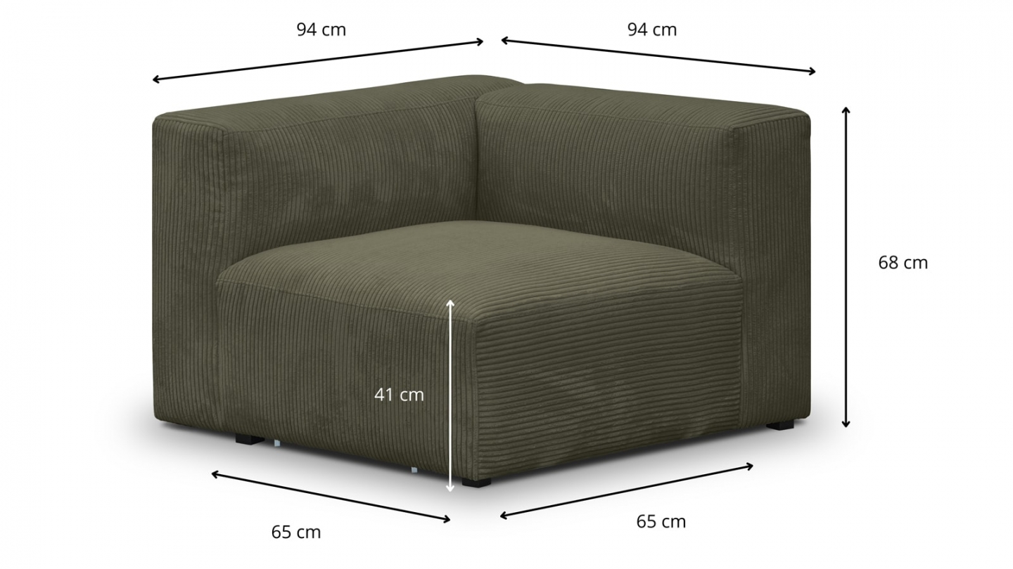 Module d'angle réversible en velours côtelé vert kaki - Modulo Module d'angle réversible en velours côtelé vert kaki - Modulo