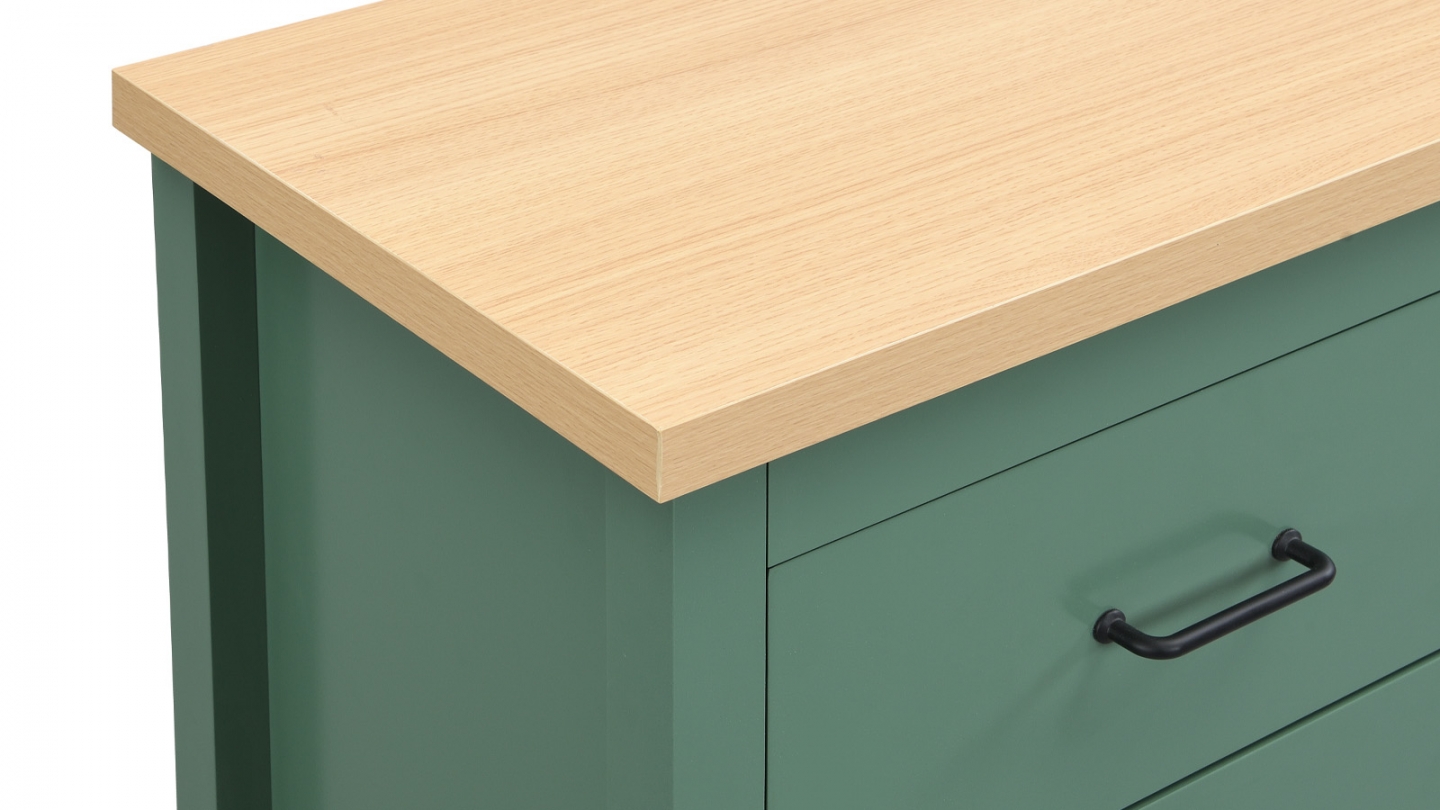 Commode 3 tiroirs verte 100 cm - Sana