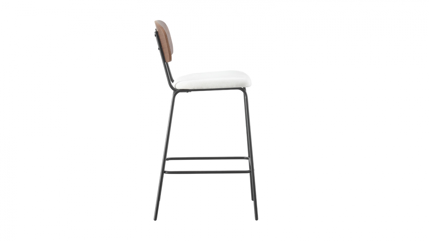 Lot de 2 tabourets de bar en velours côtelé beige - Dany
