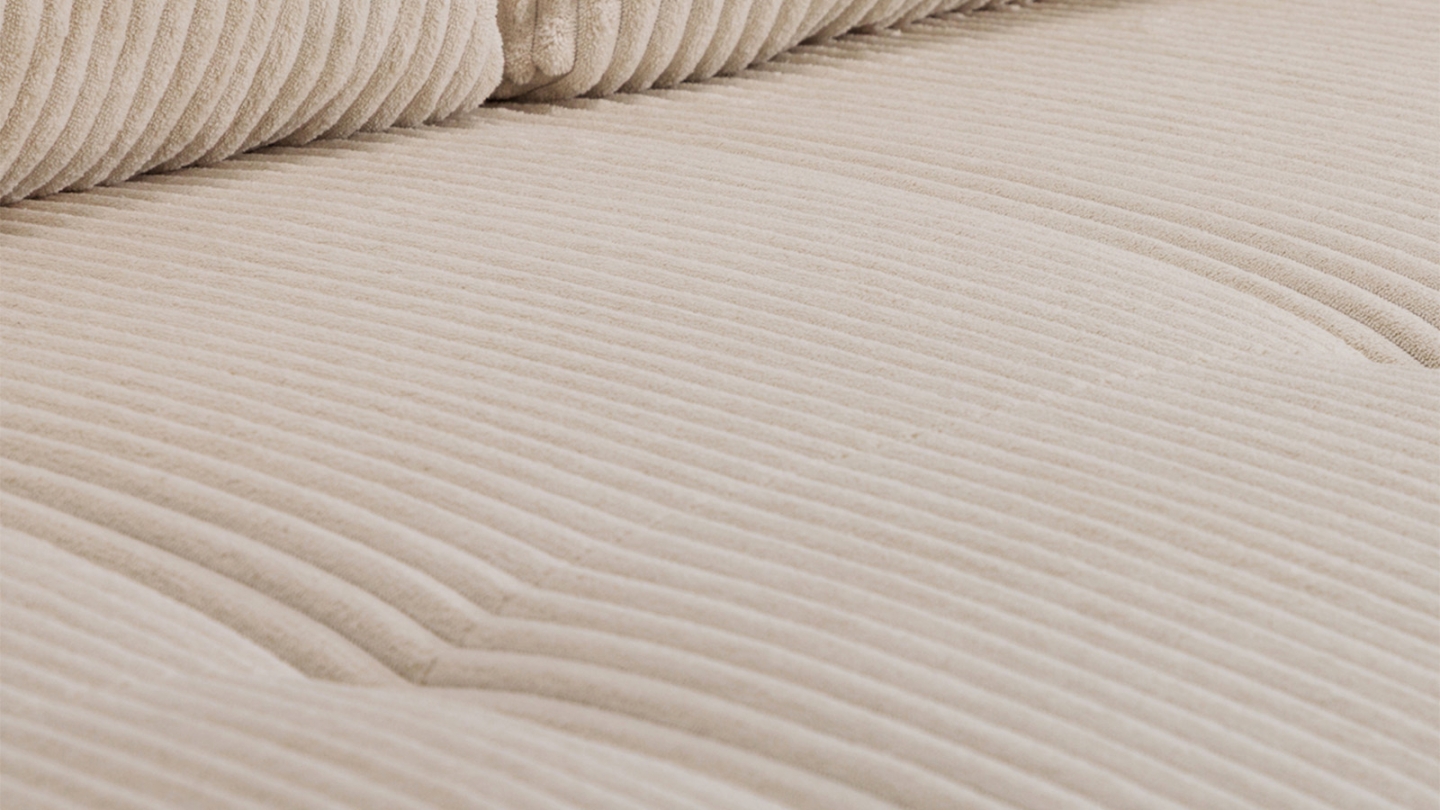 Canapé d'angle convertible réversible 3/4 places en velours côtelé beige - Alva