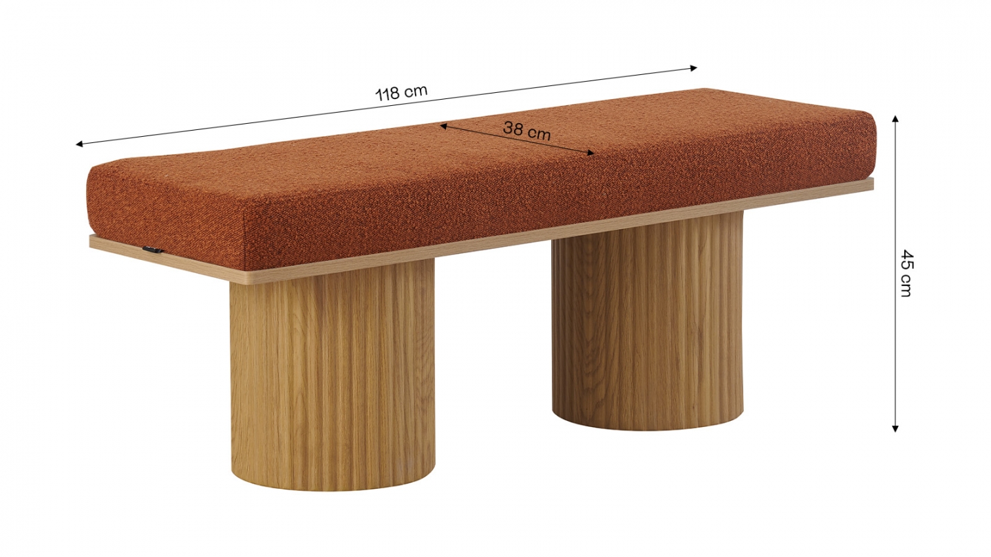 Banc en tissu bouclé rouille - Mahe