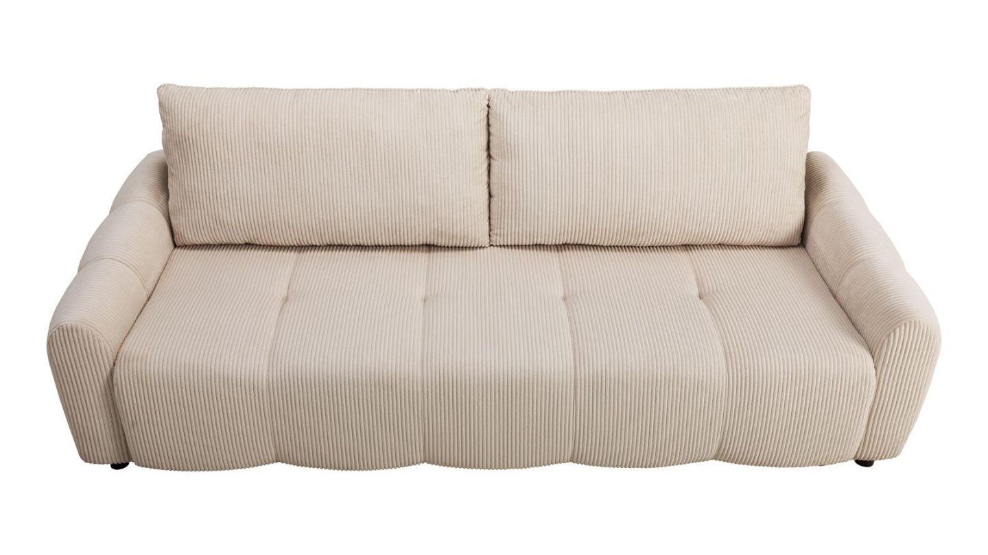 Canapé convertible 3 places en velours côtelé beige - Carla