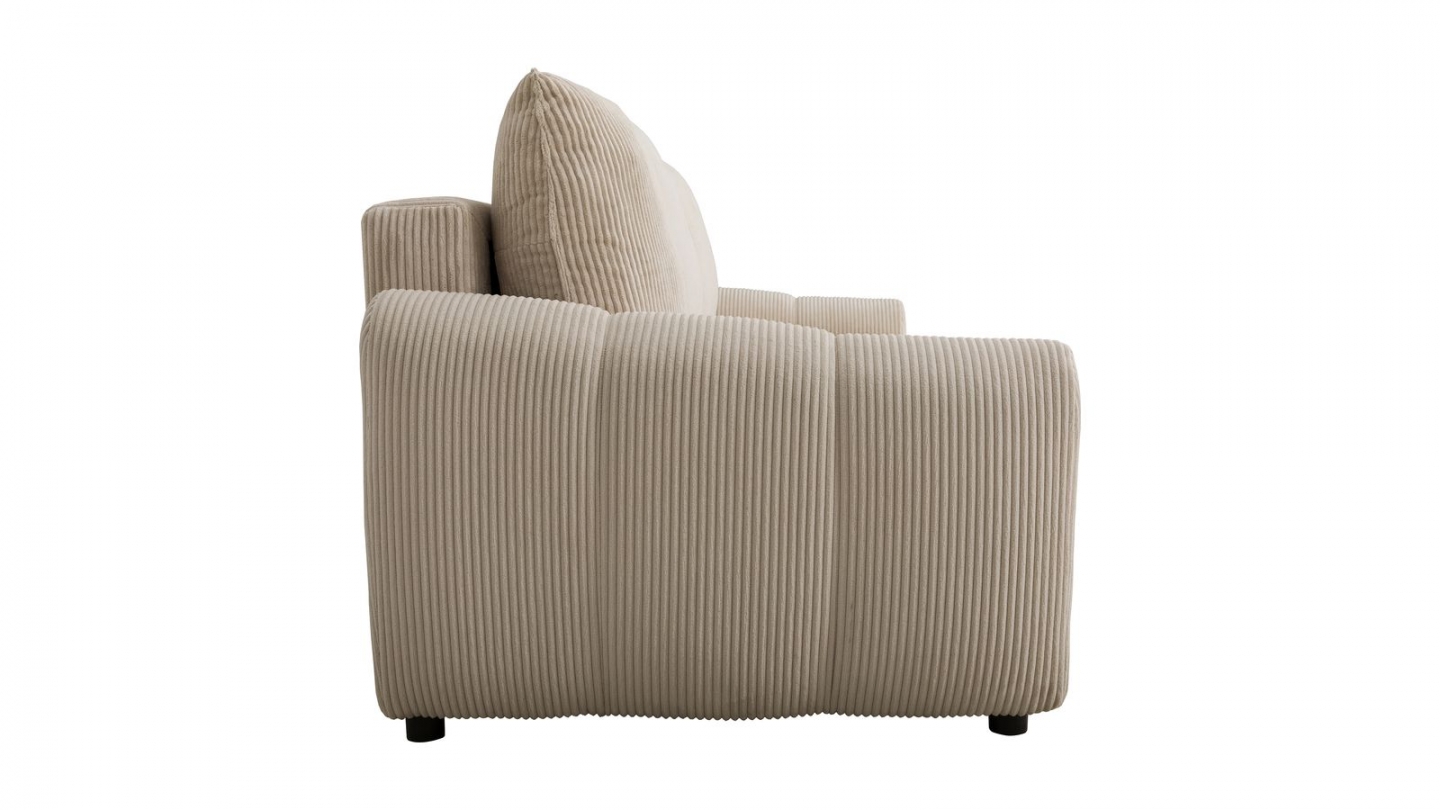 Canapé convertible 3 places en velours côtelé beige - Carla