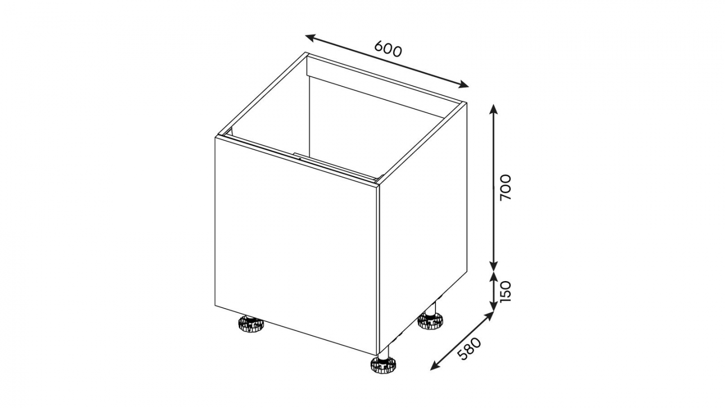 Ensemble de 6 meubles de cuisine - L. 185 cm - abricot - Luzia