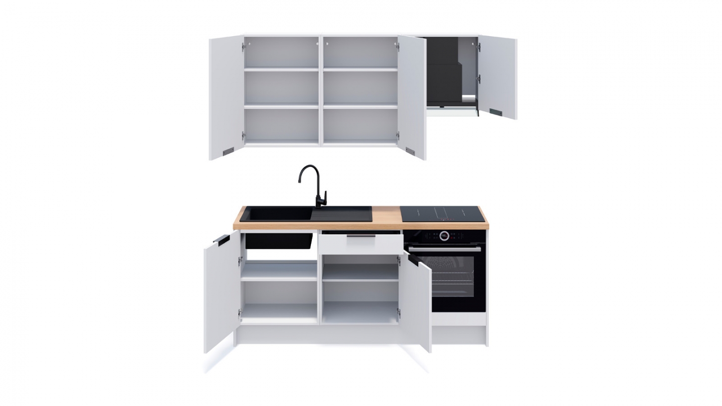 Ensemble de 6 meubles de cuisine - L. 185 cm - blanc - Luzia
