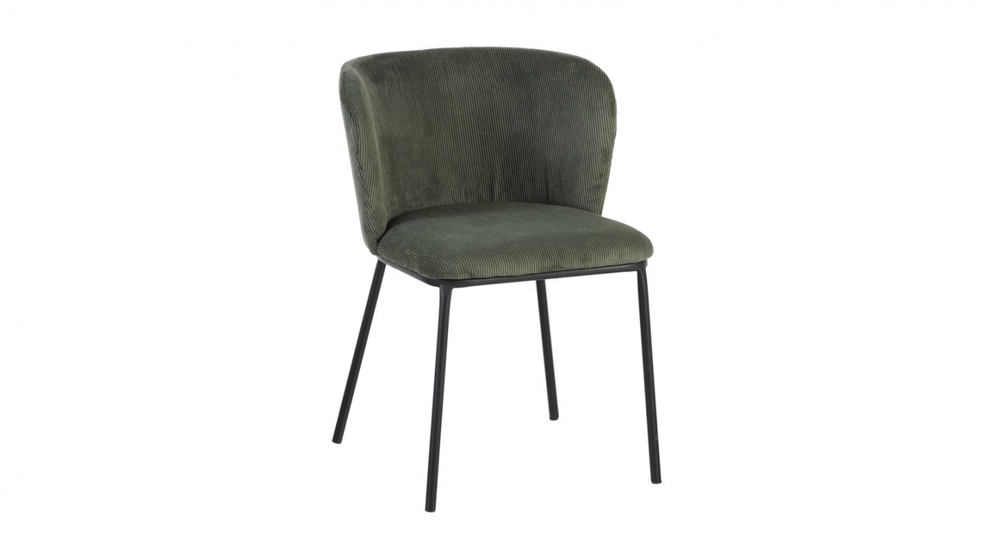 Lot de 2 chaises en velours côtelé vert kaki - Toma