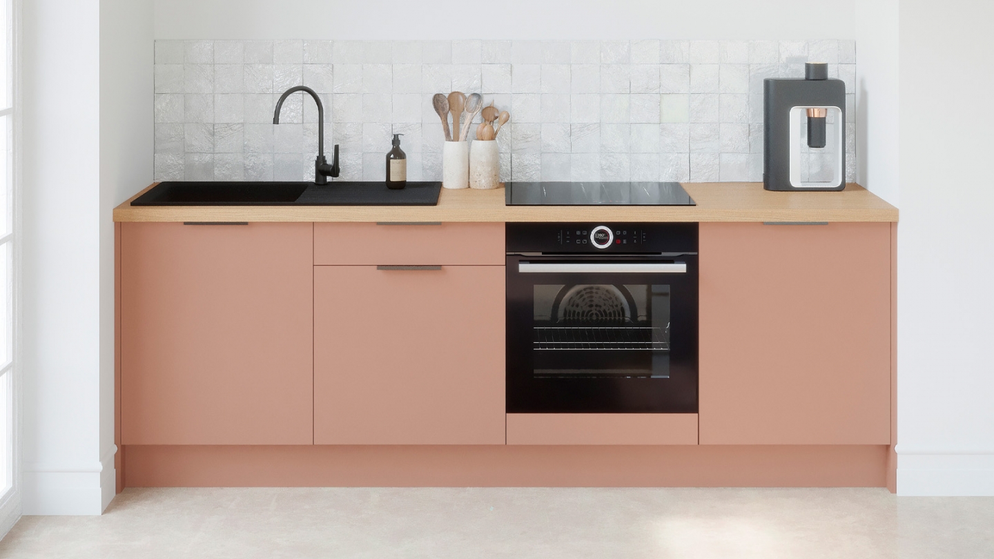 Meubles bas de cuisine - L. 245 cm - abricot - Luzia