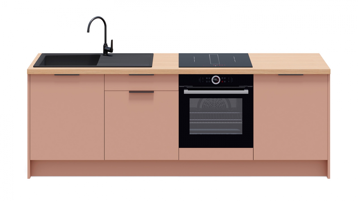 Meubles bas de cuisine - L. 245 cm - abricot - Luzia