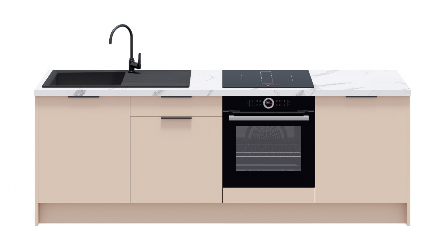 Meubles bas de cuisine - L. 245 cm - beige cachemire - Luzia