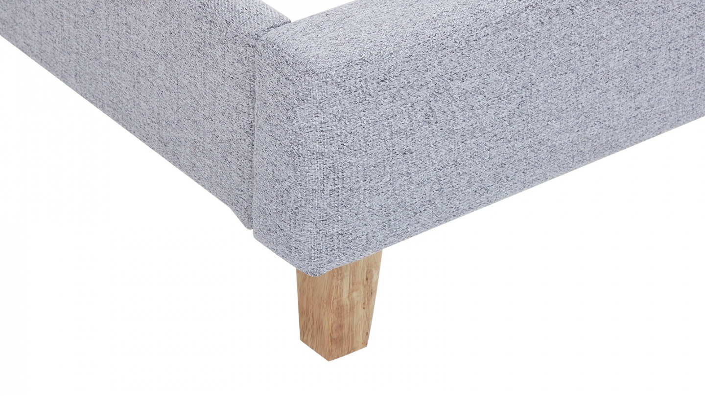 Ensemble Lit adulte 90x190cm avec tête de lit en tissu gris chiné - Milo + Matelas mémoire de forme - Memo HR