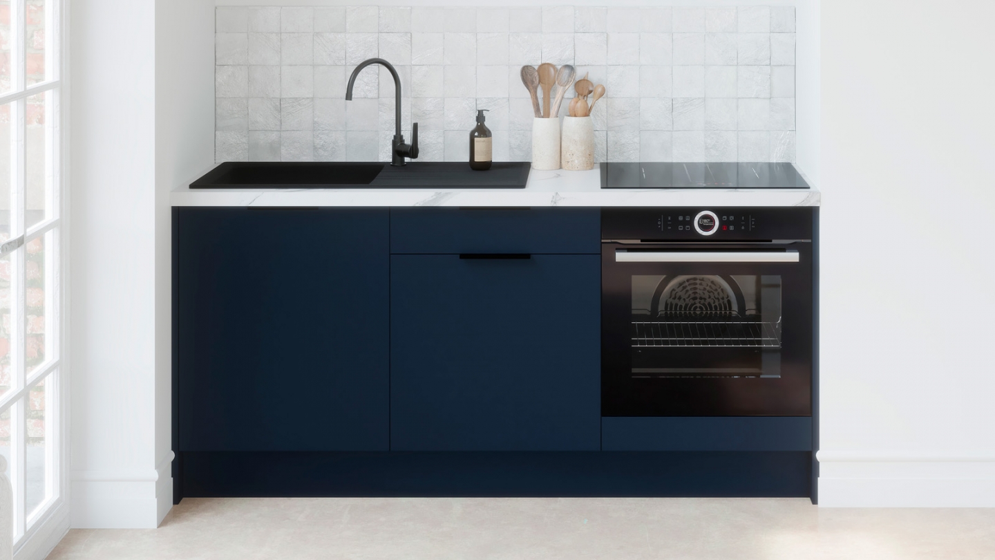 Meubles bas de cuisine - L. 185 cm - bleu marine - Luzia