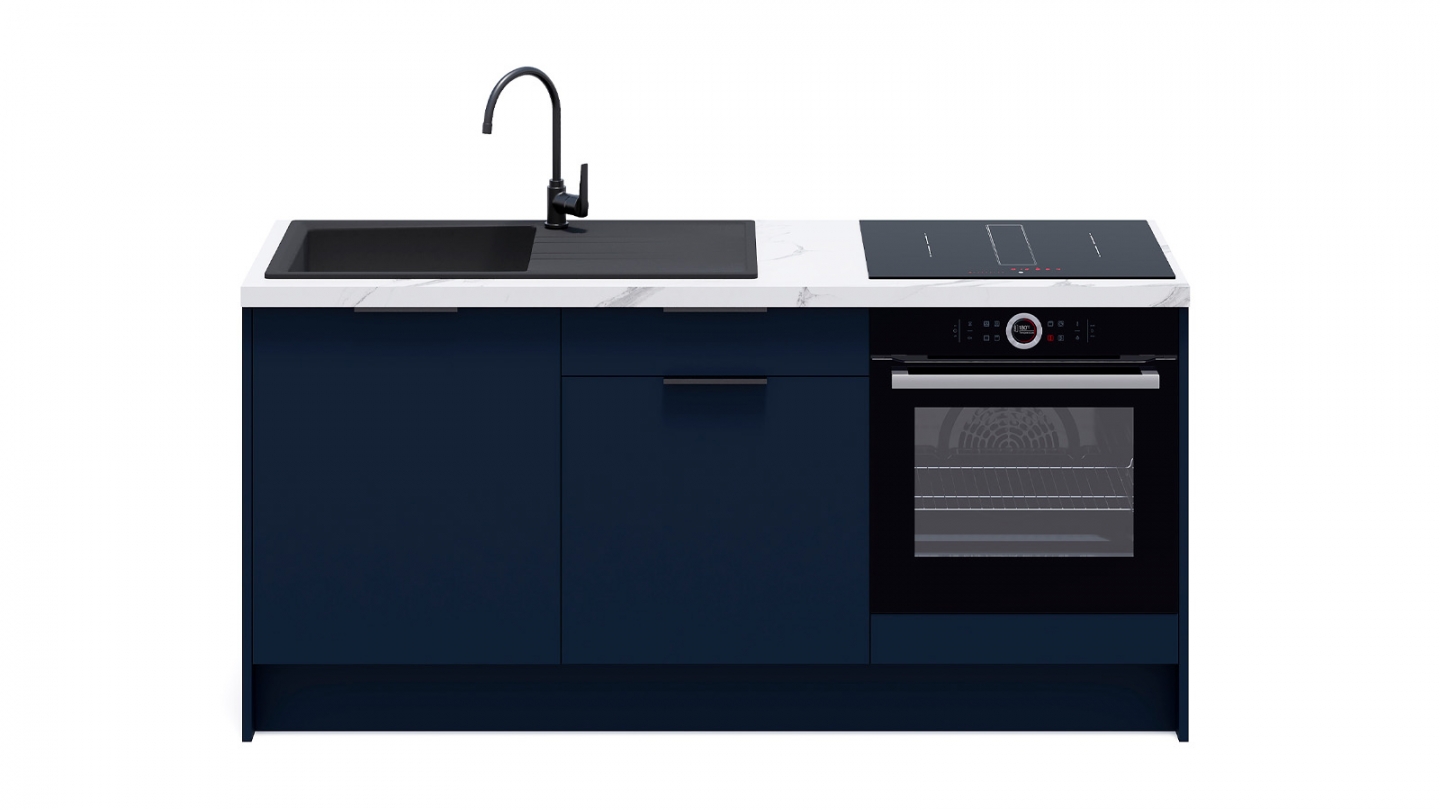Meubles bas de cuisine - L. 185 cm - bleu marine - Luzia