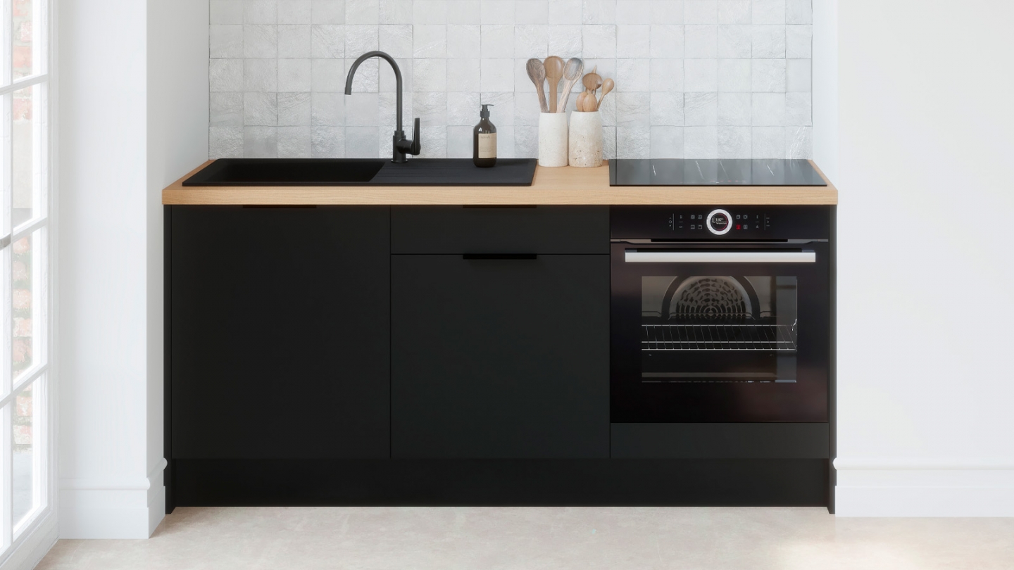 Meubles bas de cuisine - L. 185 cm - noir - Luzia