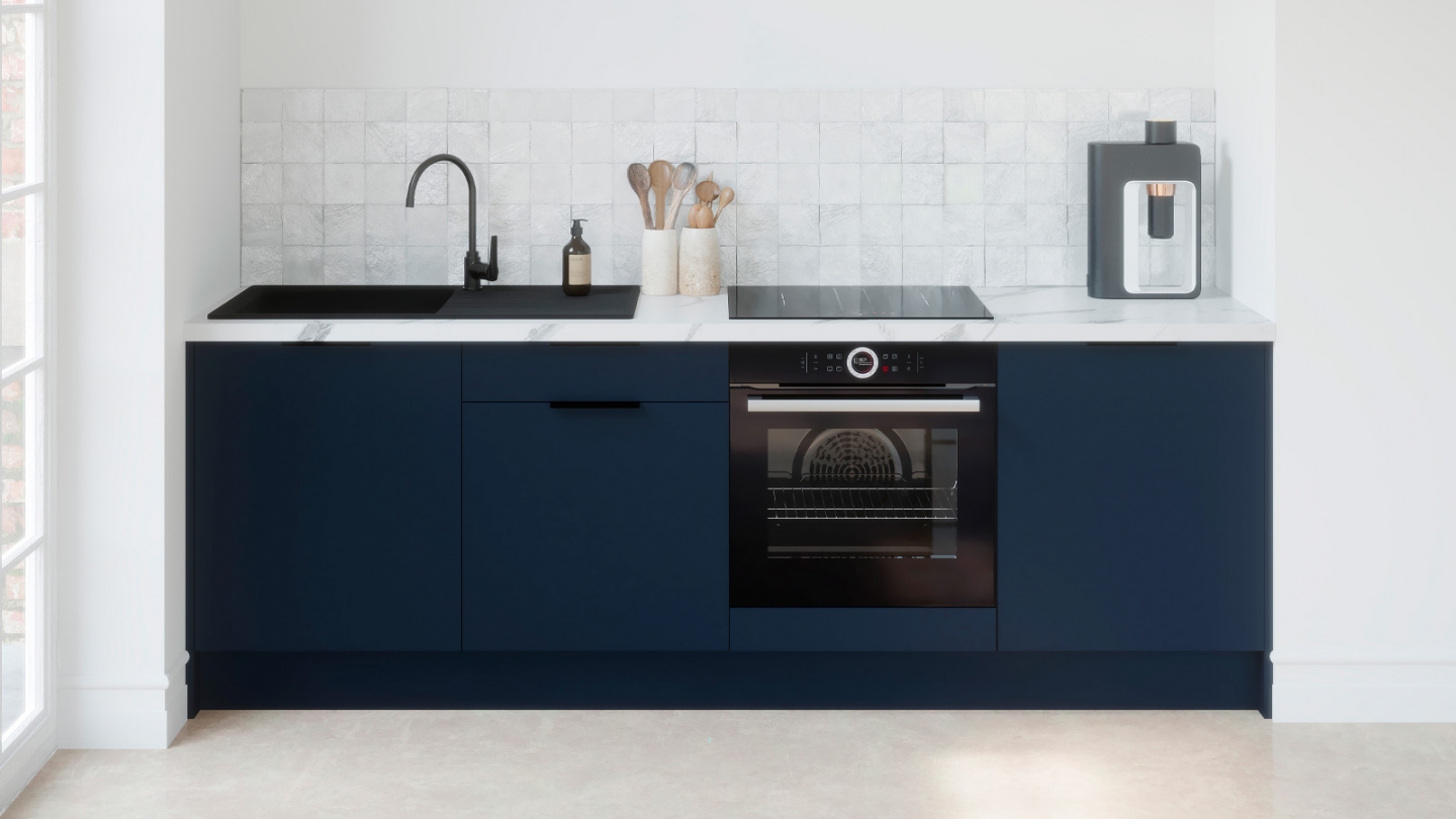 Meubles bas de cuisine - L. 245 cm - bleu marine - Luzia