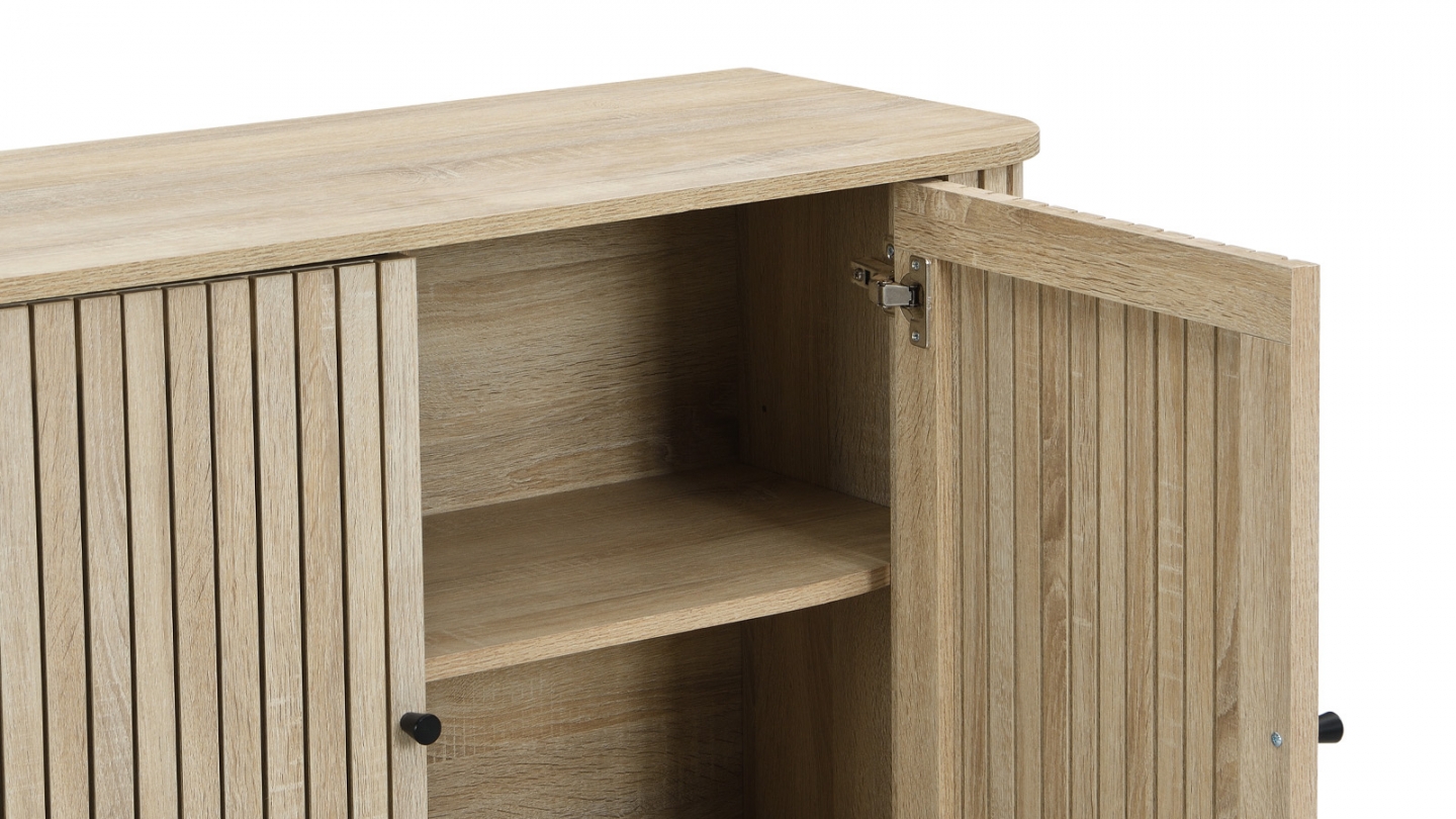 Buffet 2 portes rainurées couleur chêne L106xH78 cm - Solna