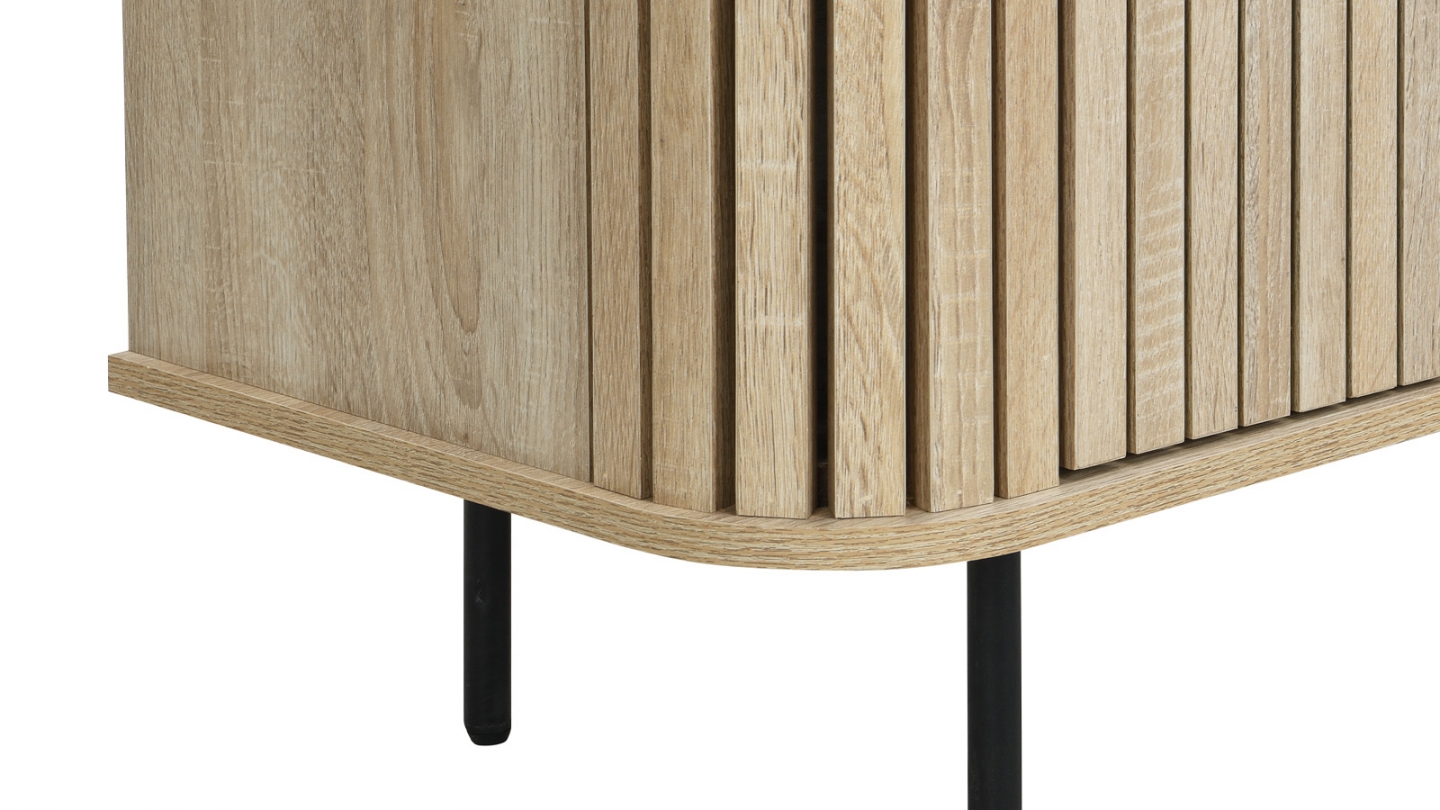 Buffet 2 portes rainurées couleur chêne L106xH78 cm - Solna Buffet 2 portes rainurées couleur chêne L106xH78 cm - Solna