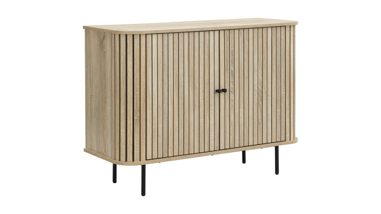 Buffet 2 portes rainurées couleur chêne L106xH78 cm - Solna Buffet 2 portes rainurées couleur chêne L106xH78 cm - Solna