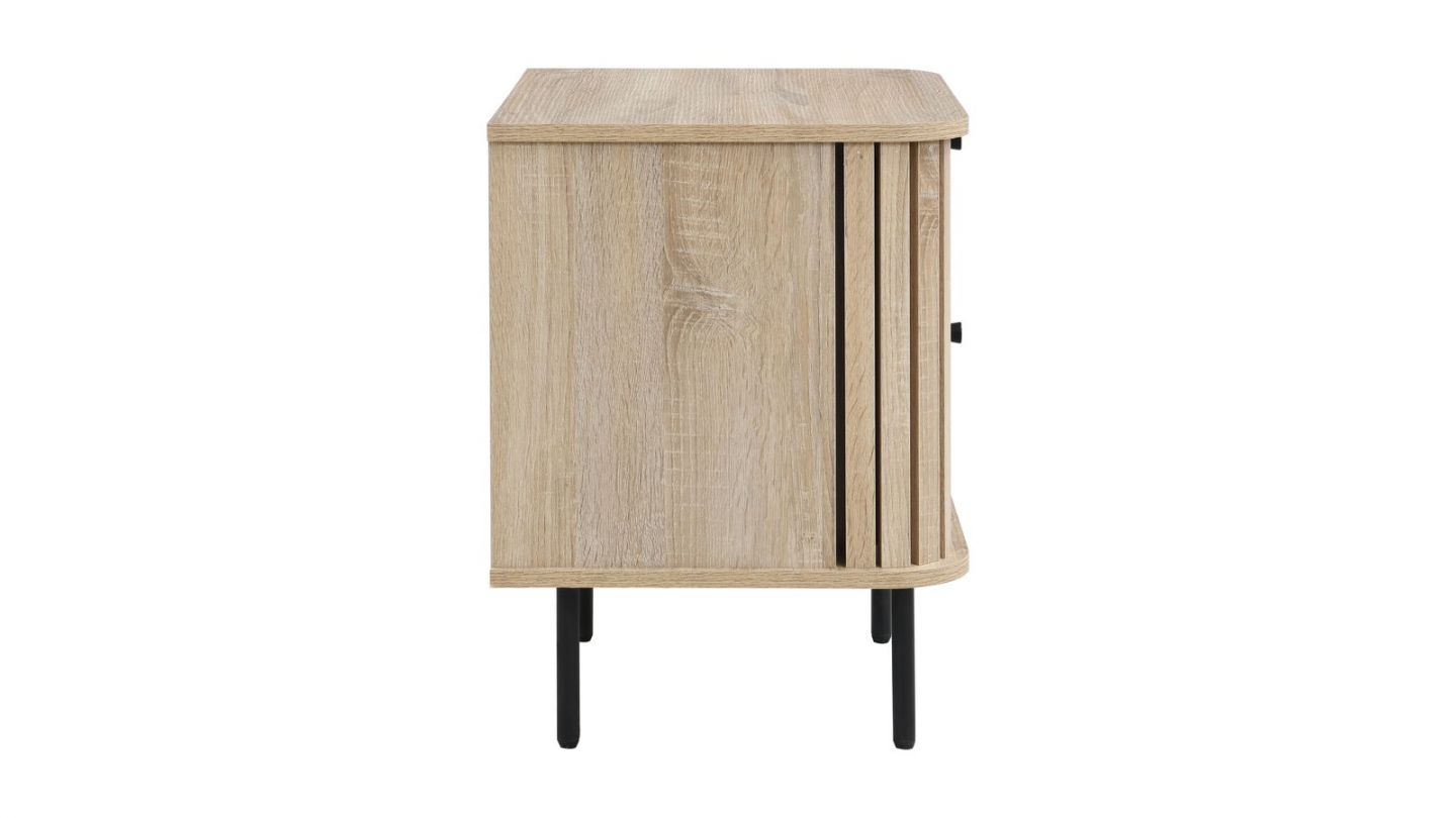 Table de chevet 2 tiroirs rainurés couleur chêne L50xH55 cm - Solna