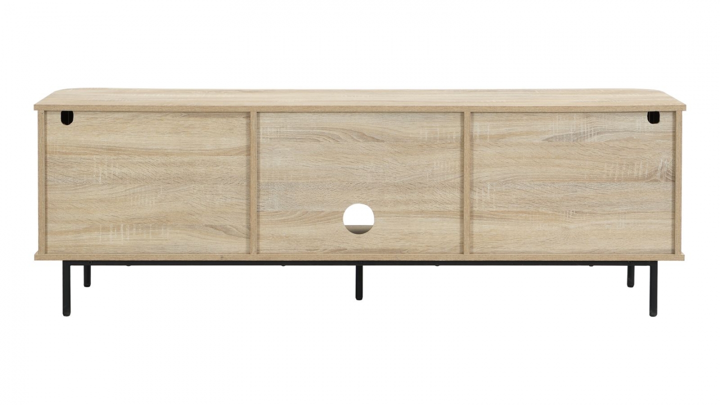Meuble TV 2 portes rainurées couleur chêne L160xH55 cm - Solna