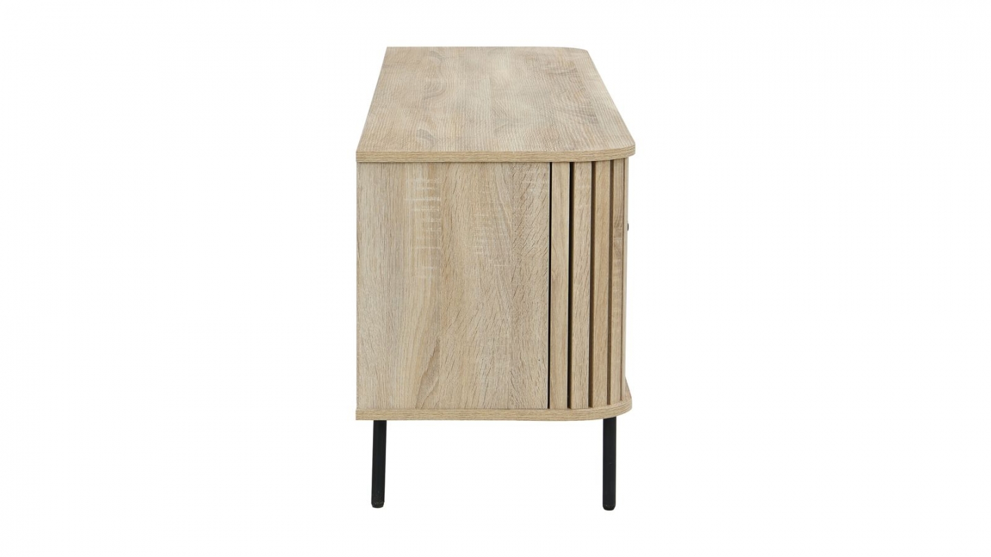 Meuble TV 2 portes rainurées couleur chêne L160xH55 cm - Solna