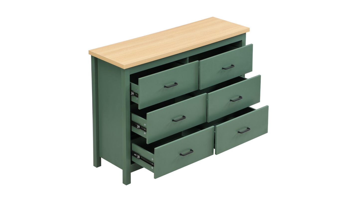 Commode 6 titoirs verte 120 cm - Sana