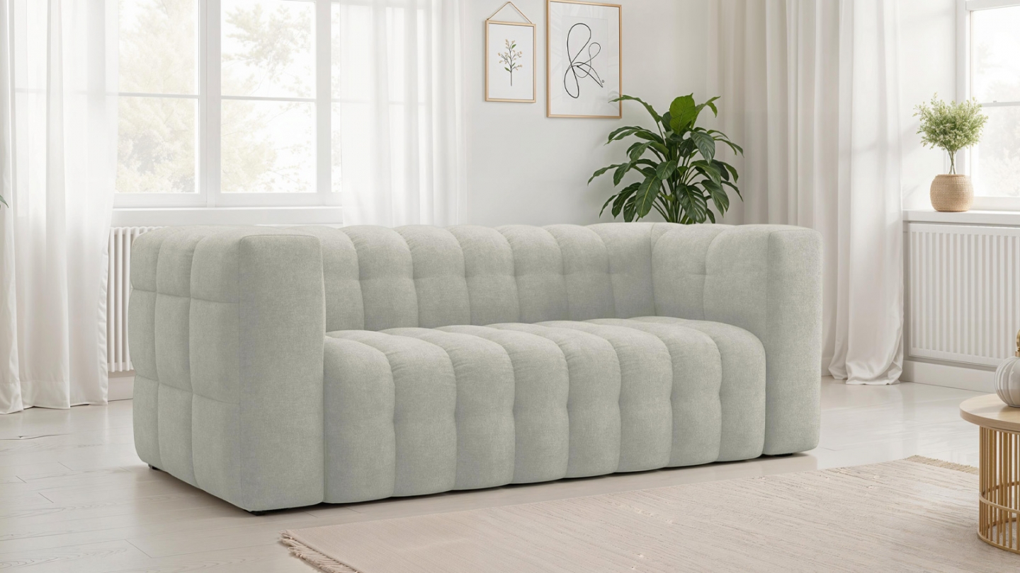 Canapé 3 places en tissu chenille beige - Cester