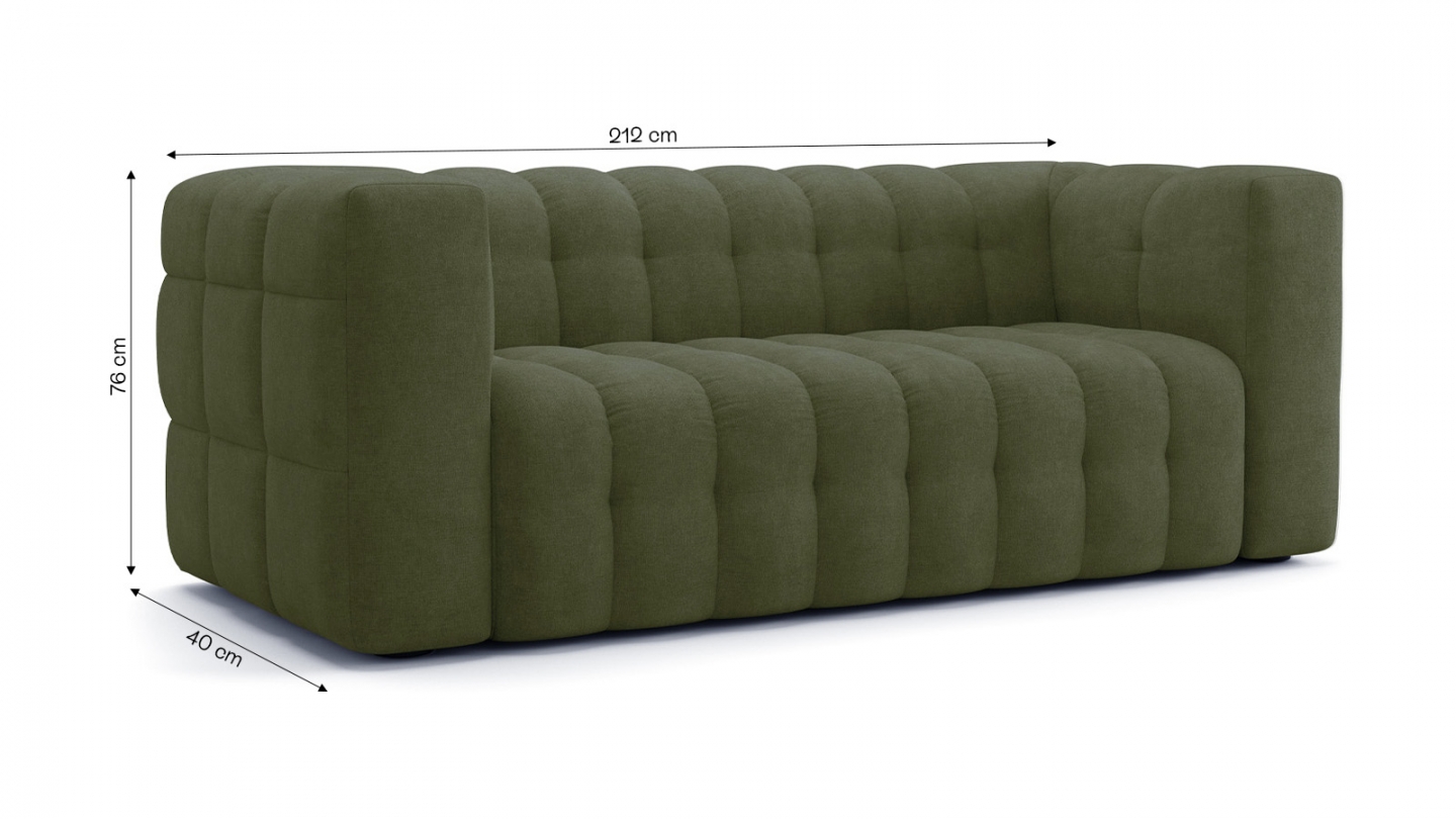 Canapé 3 places en tissu chenille vert olive - Cester