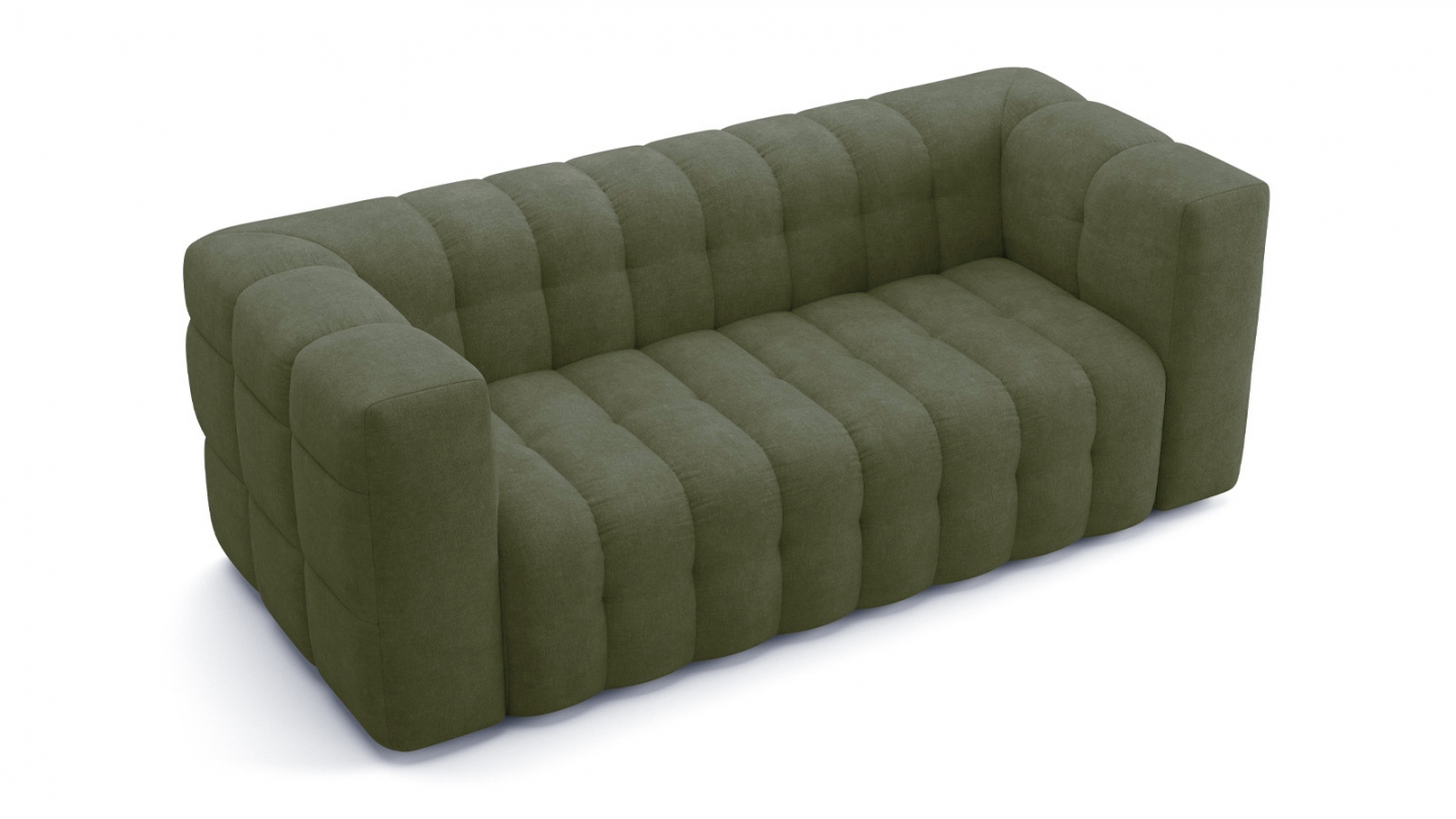 Canapé 3 places en tissu chenille vert olive - Cester