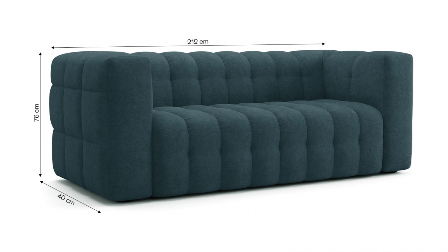 Canapé 3 places en tissu chenille bleu foncé - Cester
