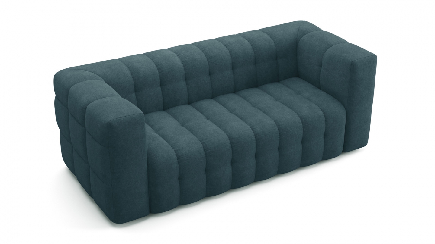 Canapé 3 places en tissu chenille bleu foncé - Cester