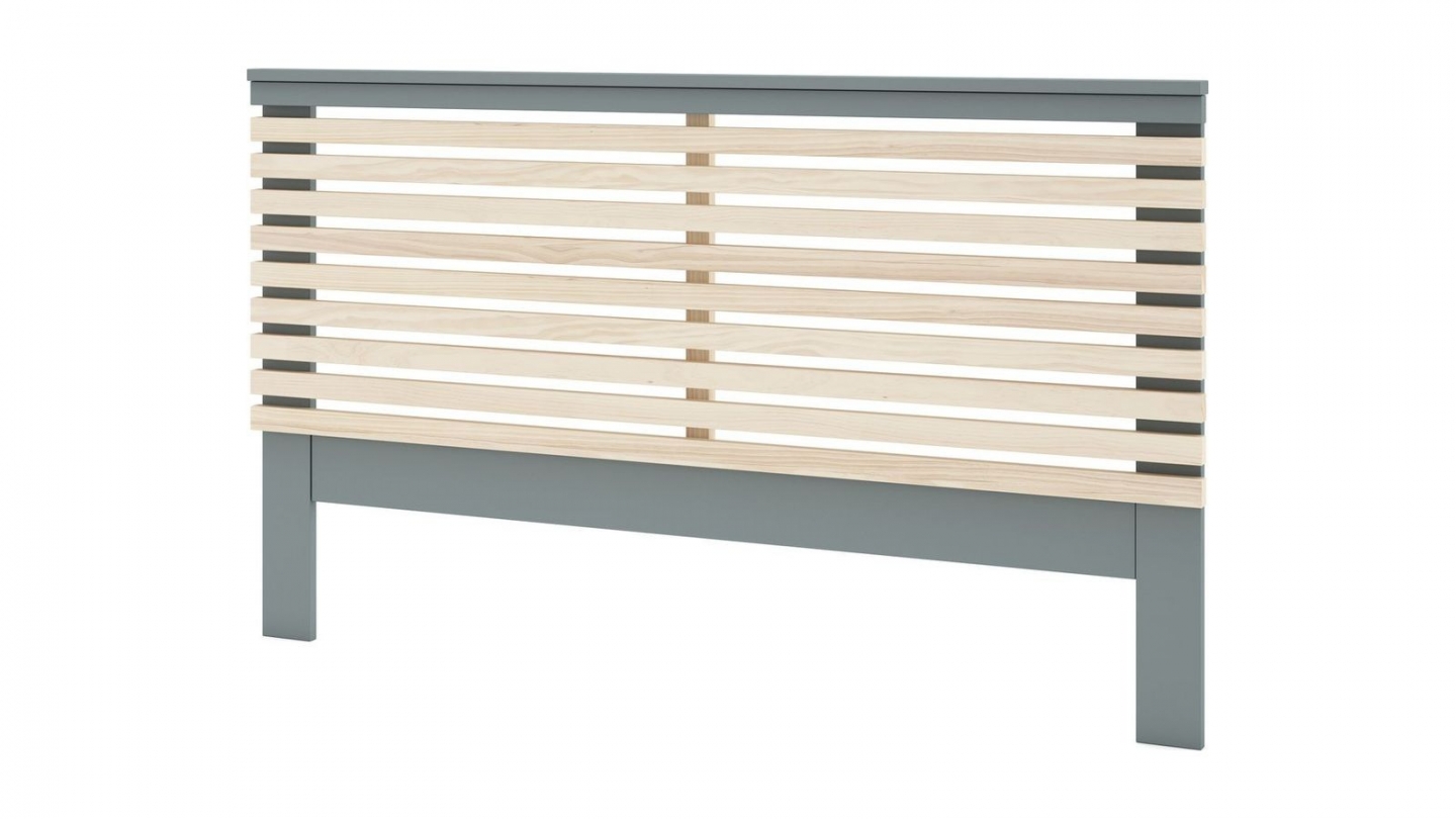 Tête de lit adulte en lattes de bois clair / vert kaki 160 cm - Lucy