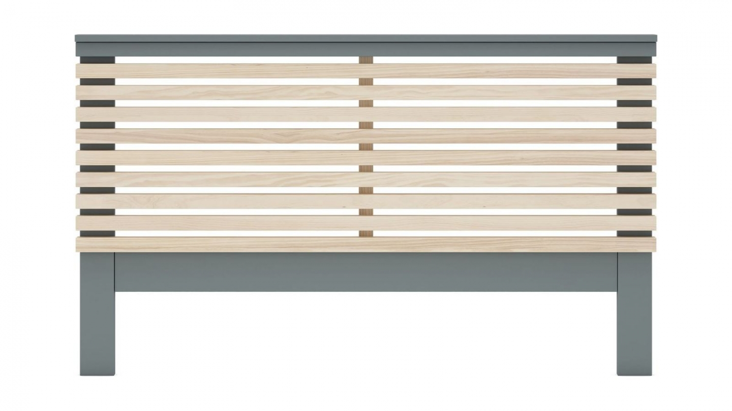 Tête de lit adulte en lattes de bois clair / vert kaki 160 cm - Lucy