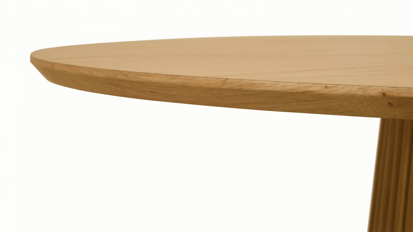 Table basse ronde en bois piètement cannelé - 80 cm - Ada