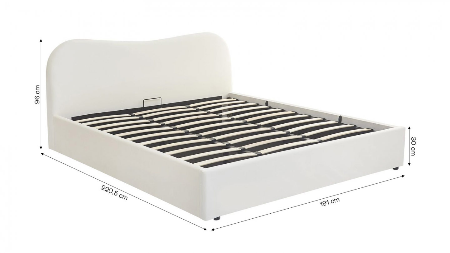 Lit coffre adulte 180x200 cm avec tête le lit matelassée en velours beige - Suzon