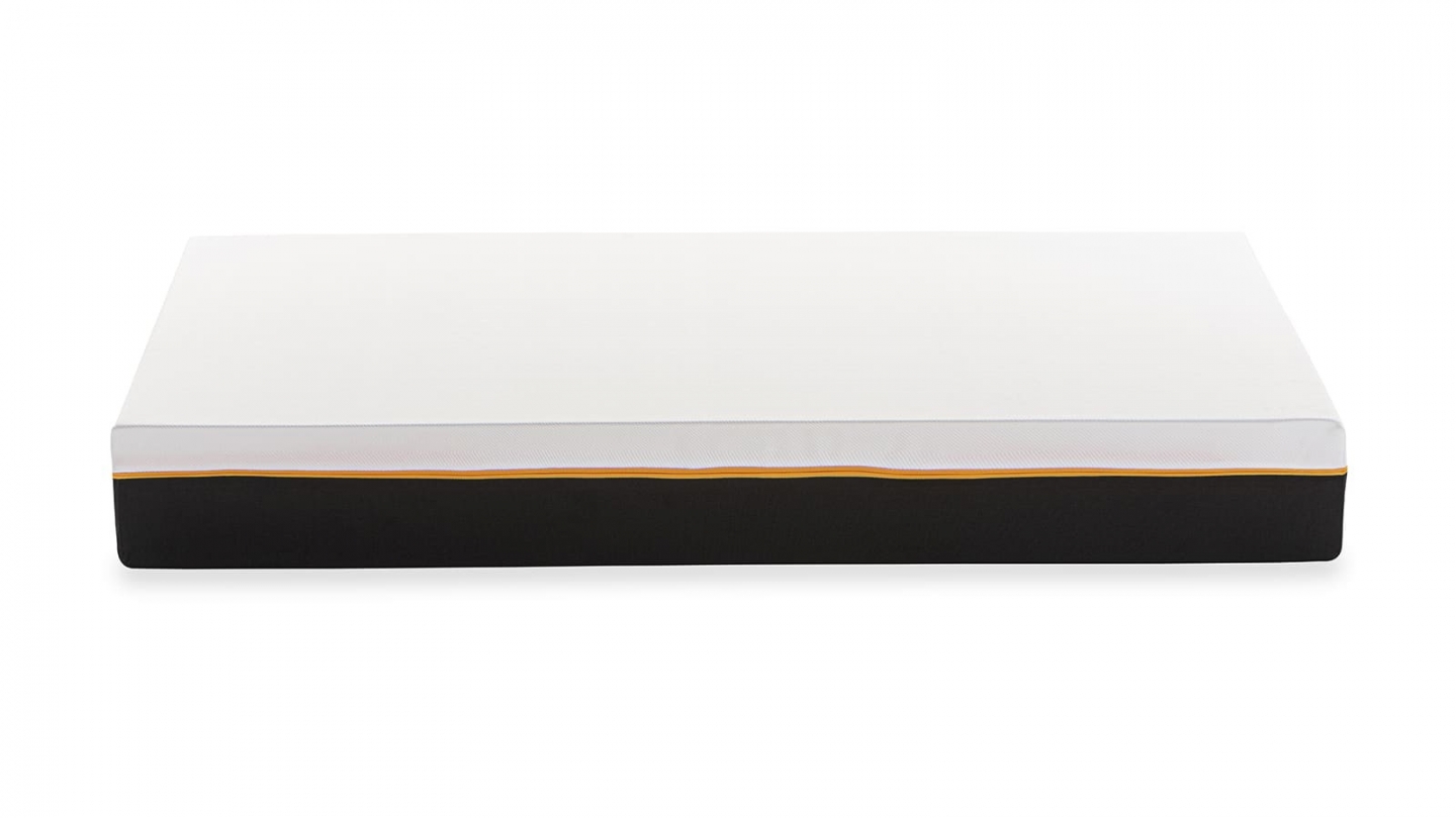 Ensemble Lit adulte 140x190cm avec tête de lit en velours côtelé beige - Milo + Matelas mémoire de forme - Dual Confort