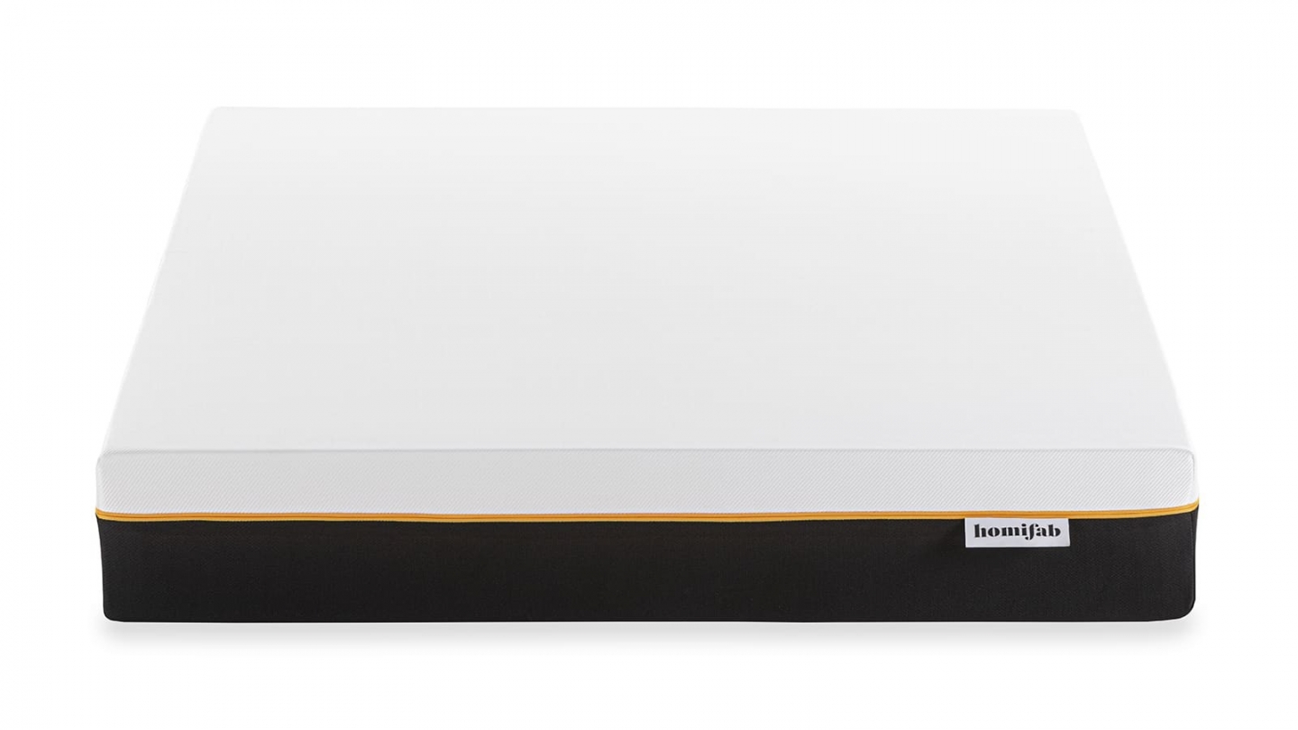 Ensemble Lit adulte 140x190cm avec tête de lit en tissu beige - Milo + Matelas mémoire de forme - Dual Confort