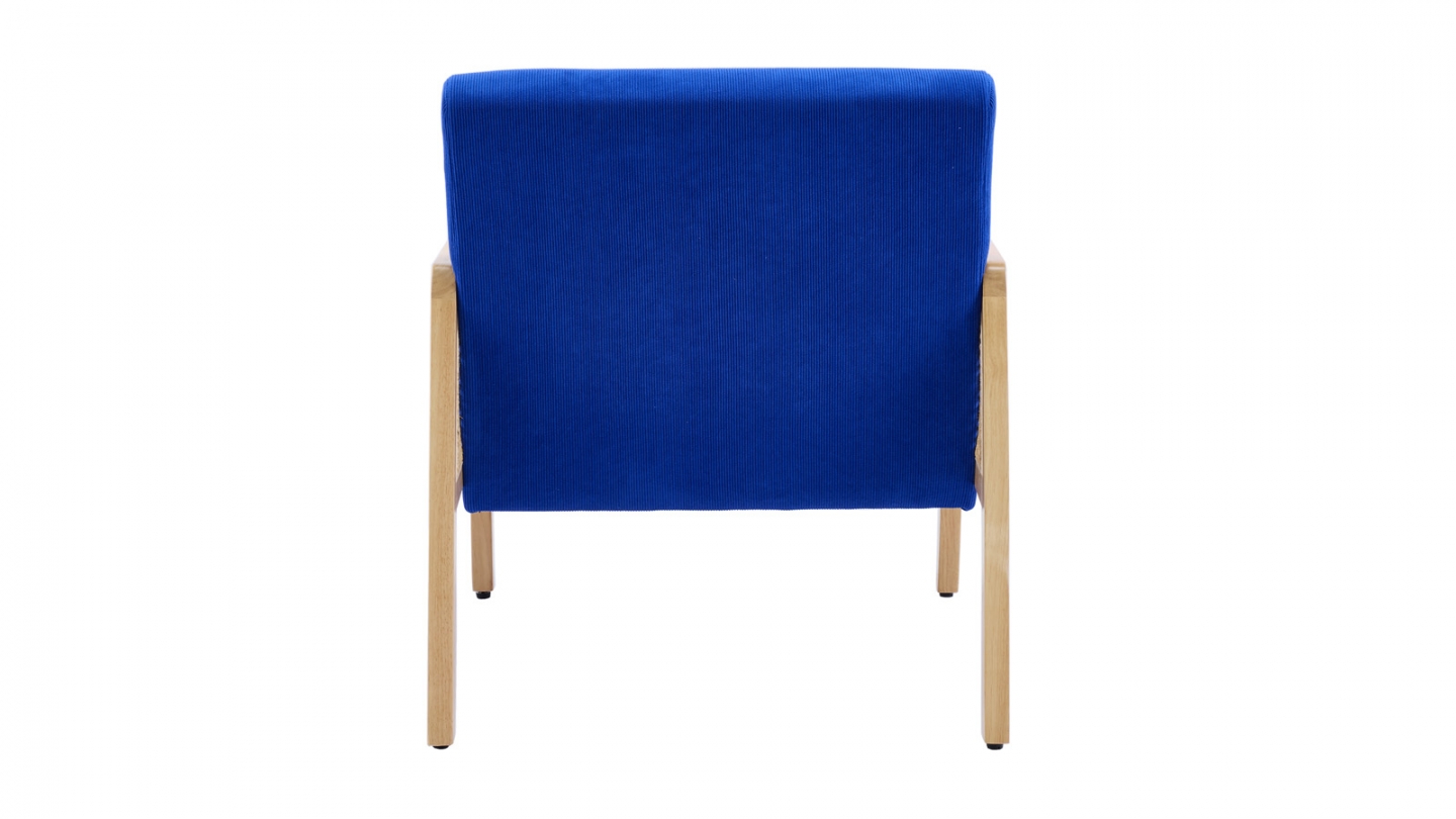 Fauteuil en cannage et velours côtelé bleu électrique - Mani