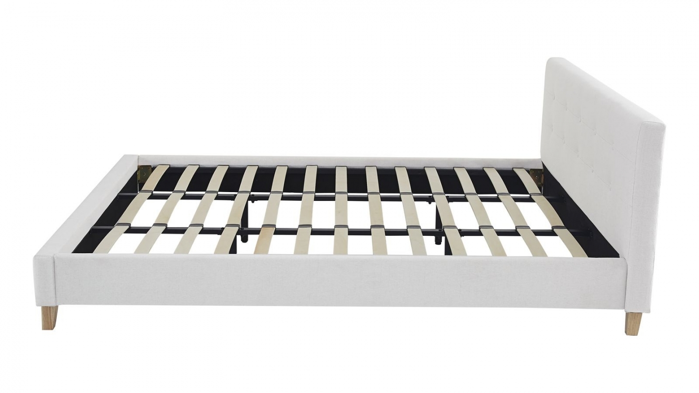 Ensemble Lit adulte 180x200cm avec tête de lit en tissu beige - Milo + Matelas ressorts ensachés - Spring Elite