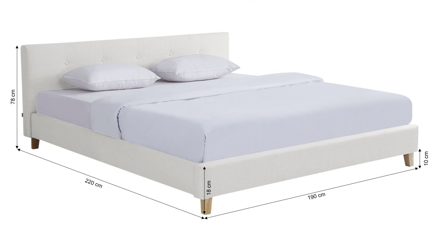 Ensemble Lit adulte 180x200cm avec tête de lit en tissu beige - Milo + Matelas ressorts ensachés - Spring Elite