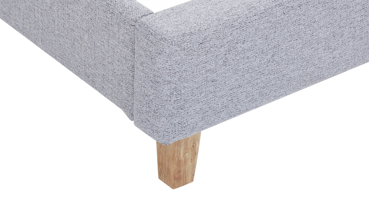 Ensemble Lit adulte 160x200cm avec tête de lit en tissu gris chiné - Milo + Matelas ressorts ensachés - Spring Elite