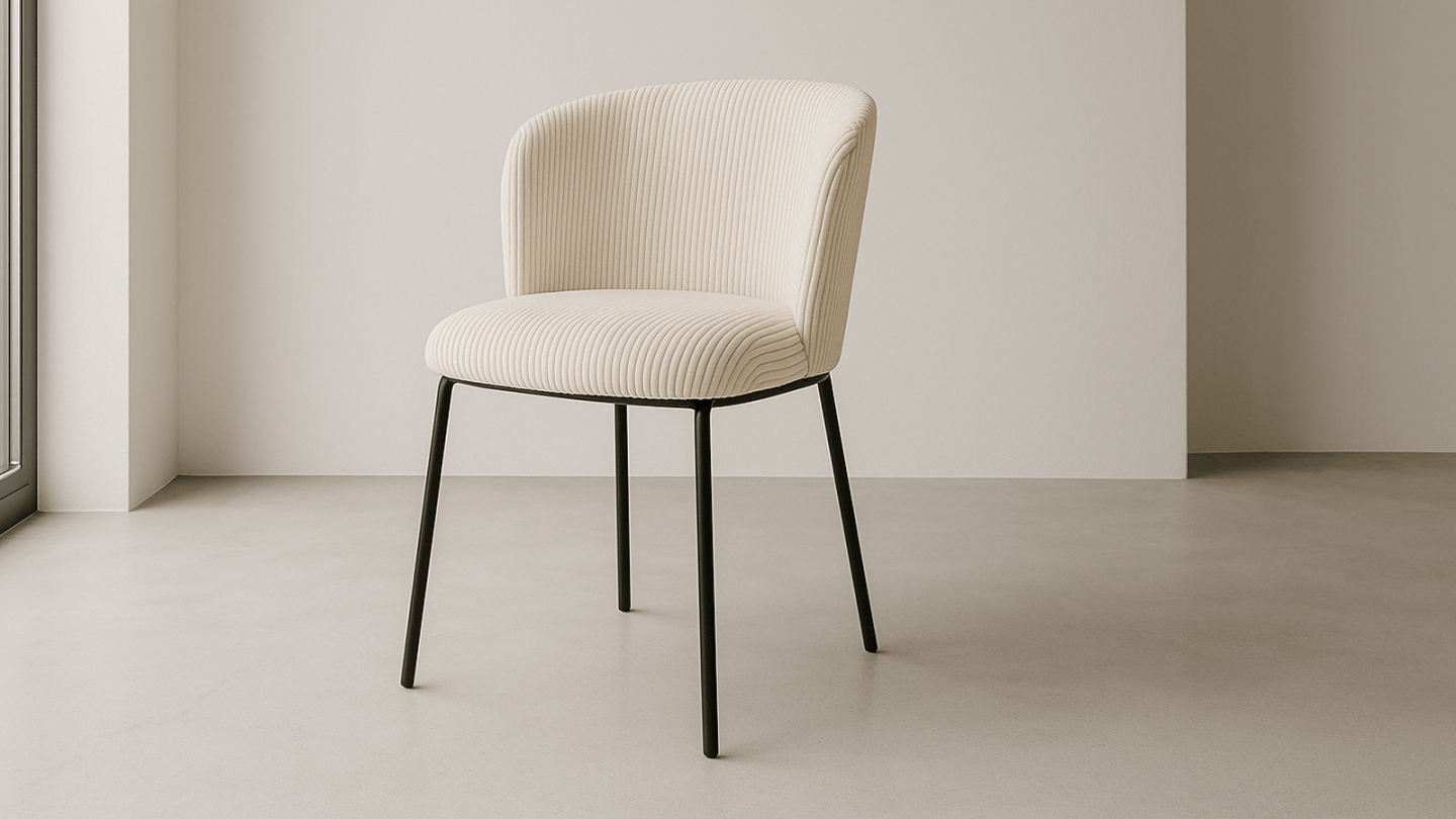 Lot de 2 chaises en velours côtelé beige - Toma