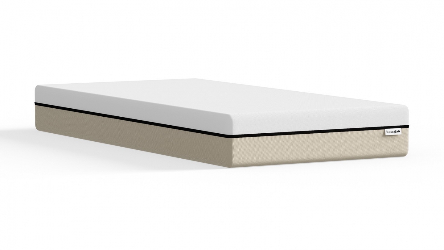 Ensemble Lit adulte 90x190cm avec tête de lit en tissu gris chiné - Milo + Matelas ressorts ensachés - Spring Elite