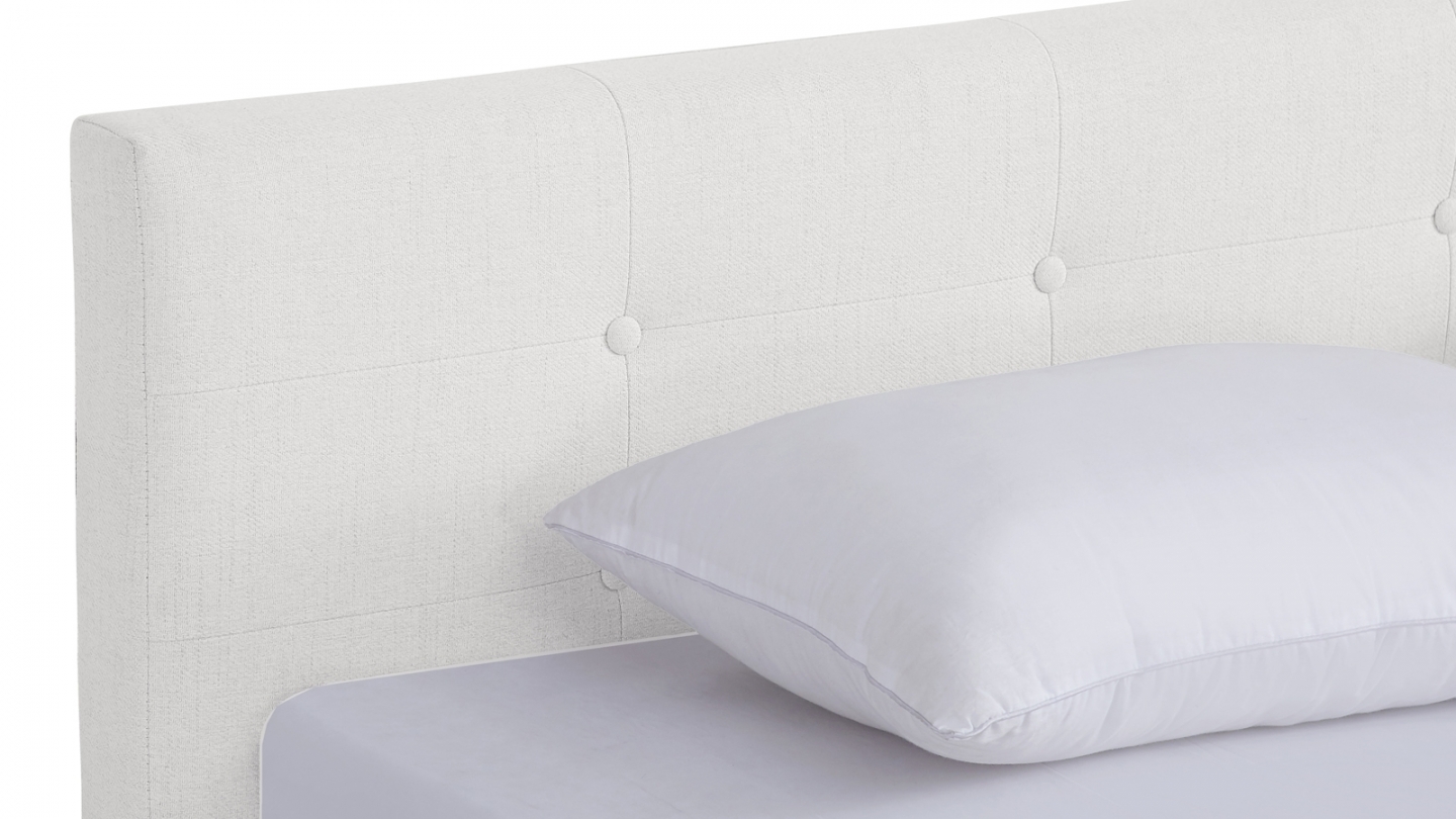 Ensemble Lit adulte 90x190cm avec tête de lit en tissu beige - Milo + Matelas ressorts ensachés - Spring Elite
