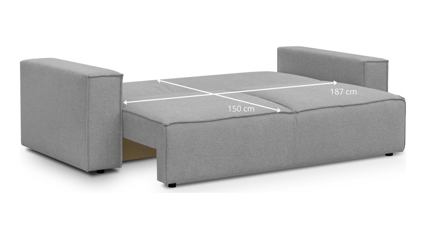 Canapé convertible 3 Places avec coffre de rangement en tissu gris chiné - collection Harper